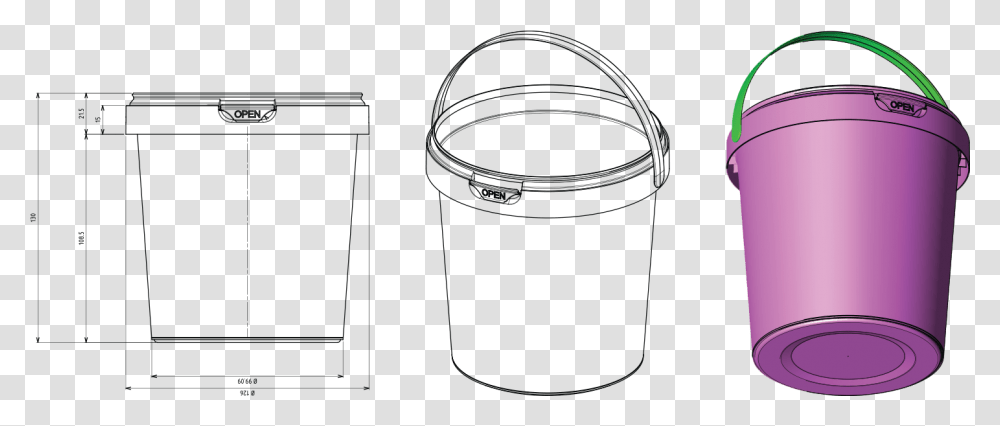 Design 1l Plastic Bucket Plastic Bucket Design, Cylinder, Tin, Can, Bottle Transparent Png