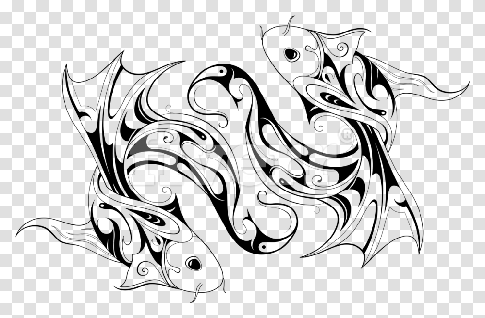 Design A Tribal Tattoo And Ornamental Prints Koi Fish Tattoo, Alphabet, Logo Transparent Png
