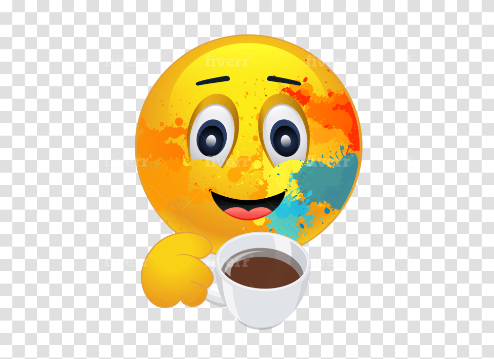 Design Custom Emoji Or Creative Stickers Smiley, Coffee Cup, Graphics, Art, Beverage Transparent Png