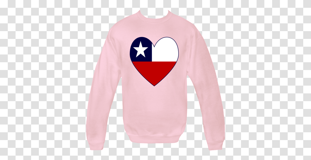 Design Features A Heart Shaped Flag Of Chile Or Chilean Long Sleeve, Clothing, Apparel, Sweater, Sweatshirt Transparent Png