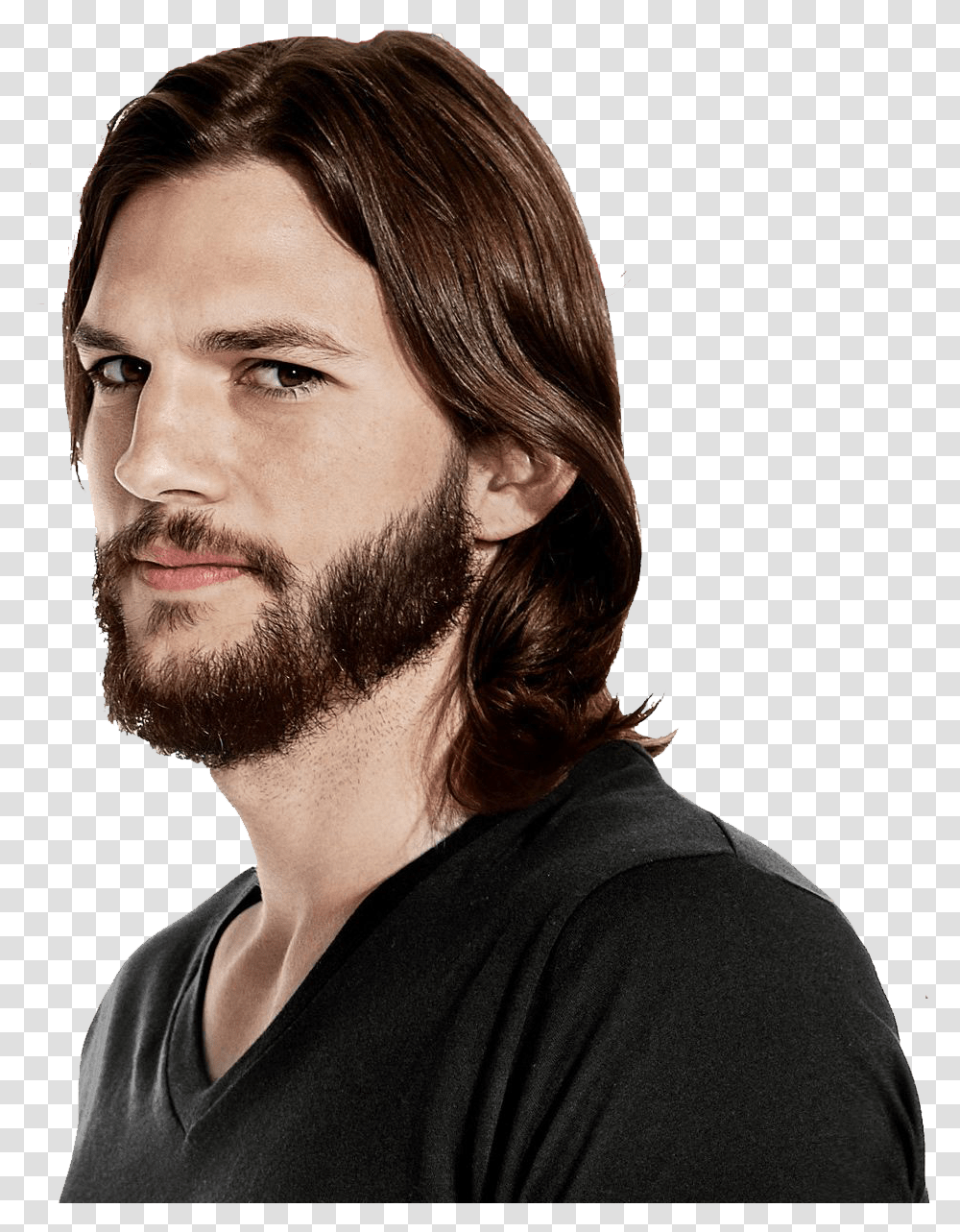 Designer Beard Background Ashton Kutcher Long Hair Beard, Face, Person, Human Transparent Png