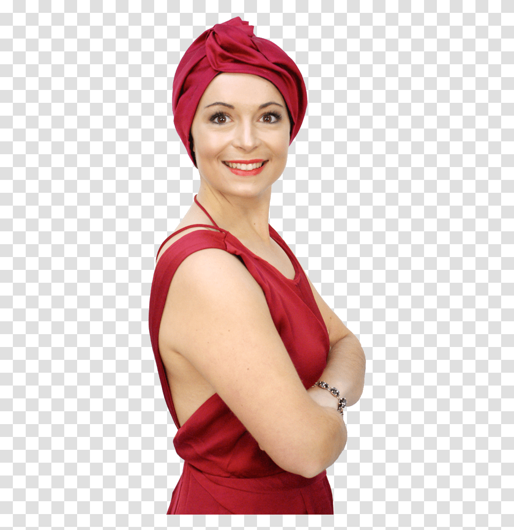 Designer Evening Hat For Hair Loss And Chemo Suburban Turban Girl, Clothing, Person, Face, Leisure Activities Transparent Png