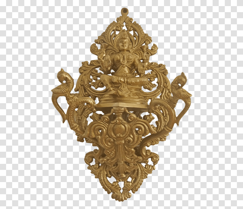 Desinged Wall Hanging Bronze Goddess Lakshmi Devi Statue Chandelier, Cross, Gold, Jar Transparent Png