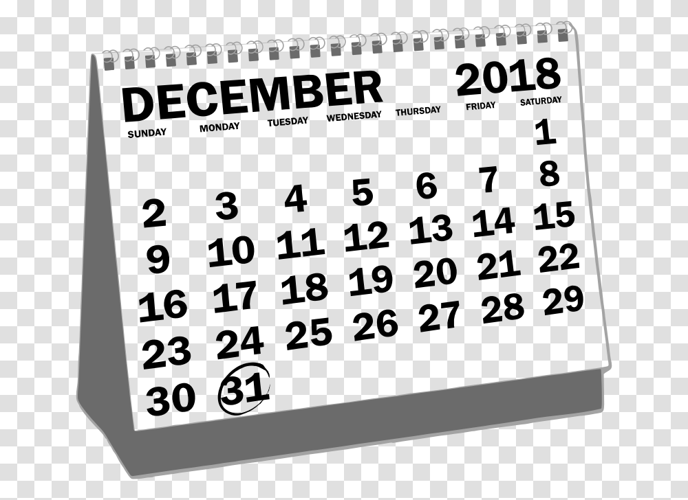 Desk Calendar December Desk Calendar December 2018, Screen, Electronics, Monitor Transparent Png