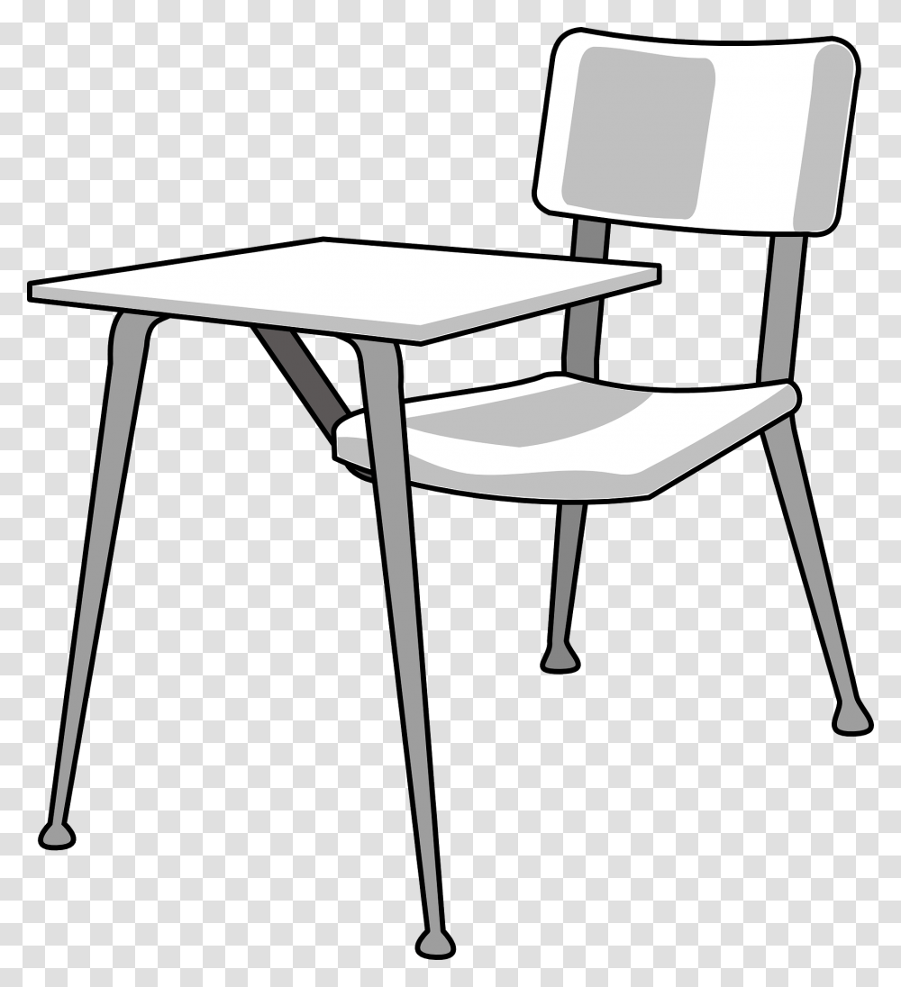 Desk Clipart Outline, Chair, Furniture, Table Transparent Png