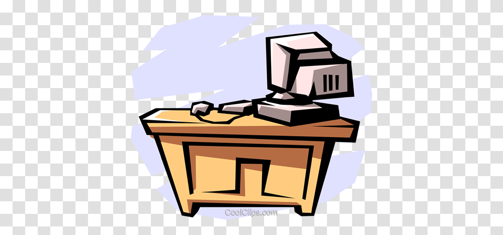 Desk With Computer Clipart, Furniture, Table, Tabletop, Electronics Transparent Png