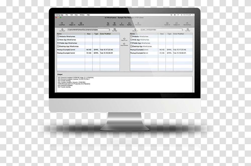 Desktop App Wireframe Example Graphic Web Design, Computer, Electronics, LCD Screen, Monitor Transparent Png