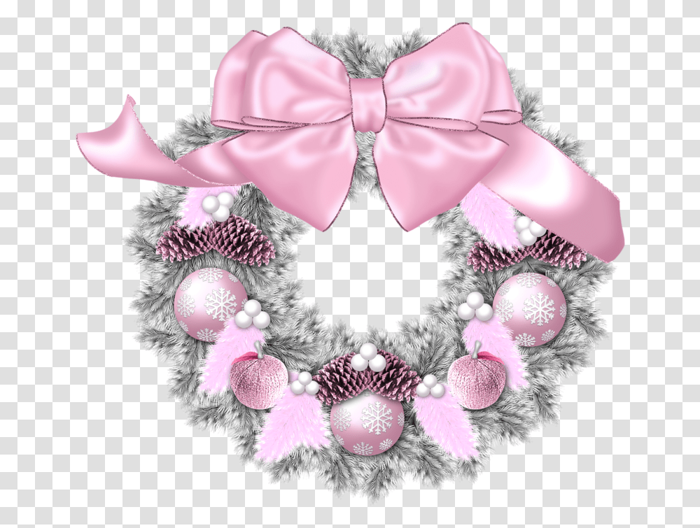 Desktop Iphone Plus Ornament Pink Christmas Wreath Clipart, Scarf, Apparel, Rug Transparent Png