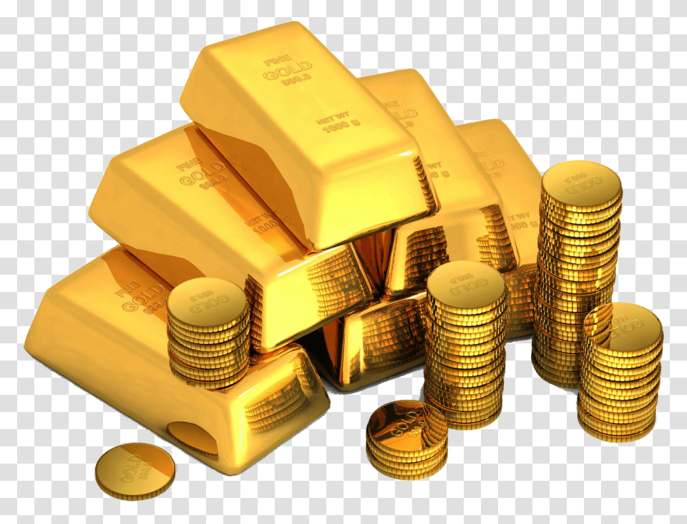 Desktop Wallpaper Gold Gold Bar Money Metal Gold Biscuits And Coins, Treasure Transparent Png