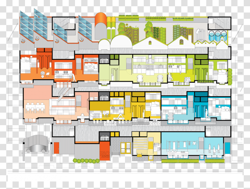 Detail Living Spaces In East Block Interior 90 Planometric, Floor Plan, Diagram, Plot, Monitor Transparent Png