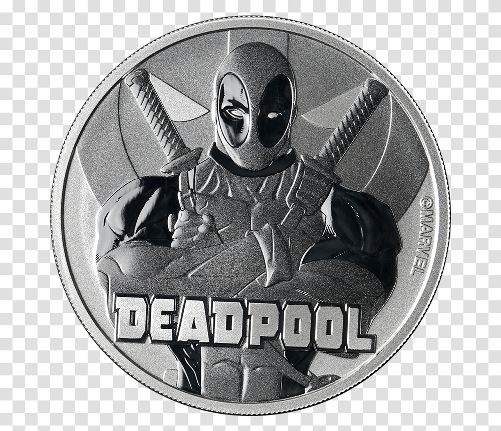 Details About 2018 Tuvalu 1 Ounce Silver Marvel Series Deadpool Bu Silver, Coin, Money, Helmet, Clothing Transparent Png