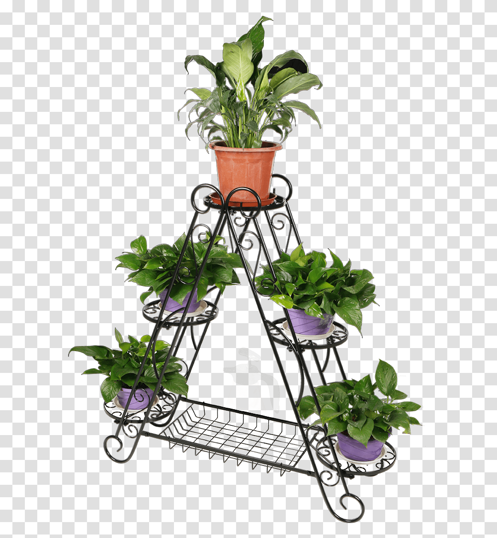 Details About 6pot Triangle Plant Flower Stand Metal Iron Flower Stand, Potted Plant, Vase, Jar, Pottery Transparent Png