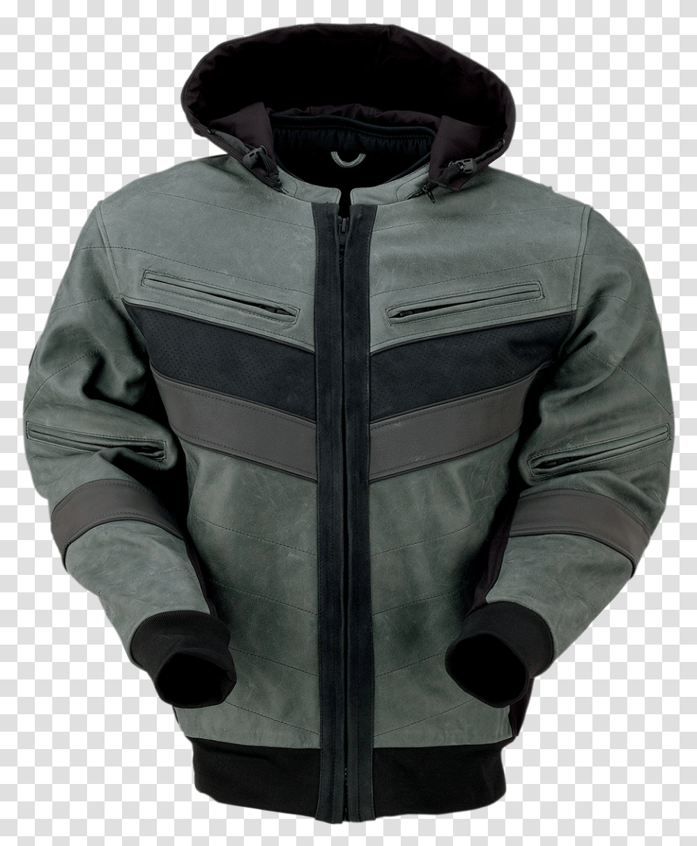 Details About New Z1r Thrasher Leather Jacket Hooded, Clothing, Apparel, Coat, Sweatshirt Transparent Png