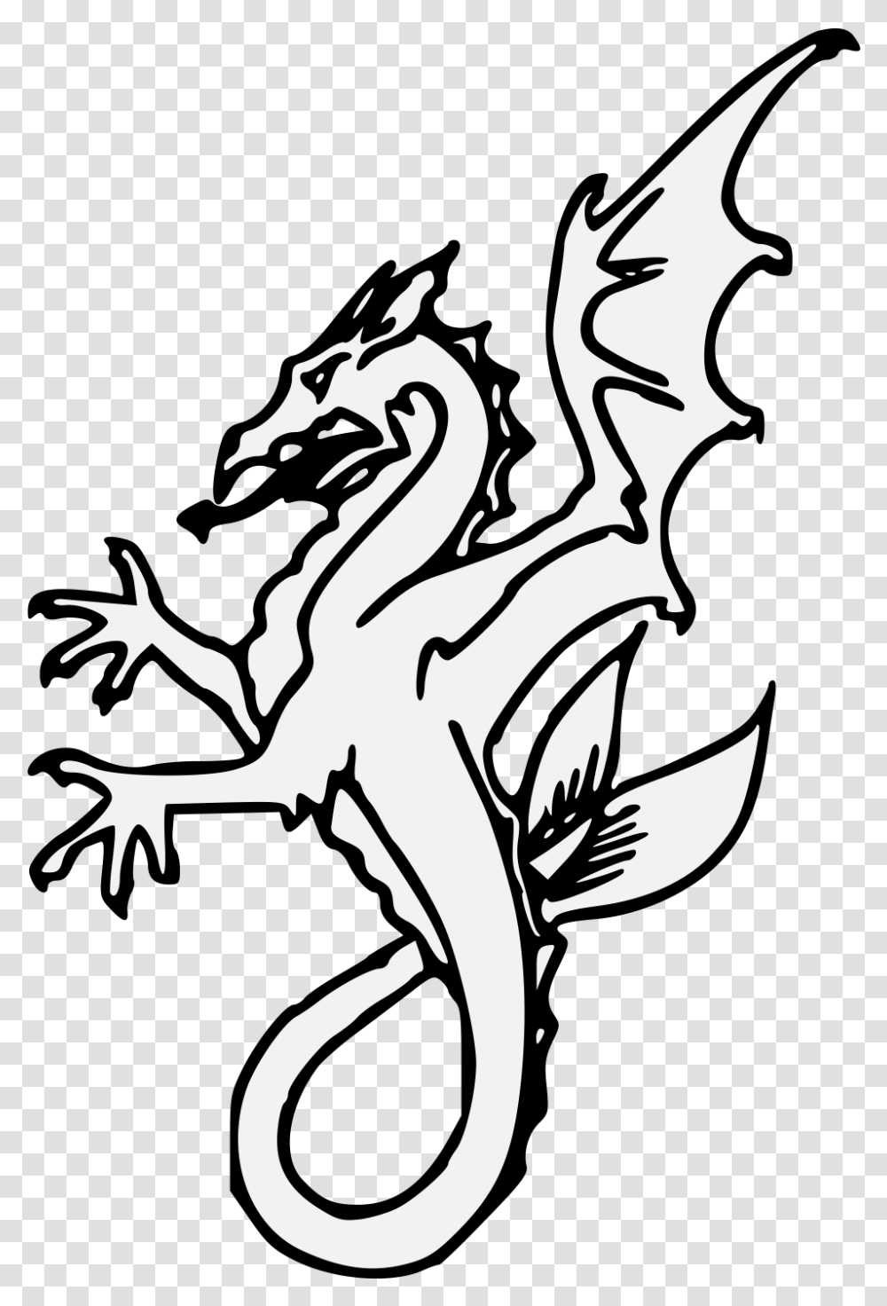 Details Heraldry Sea Dragon Highresolution Sea Dragon How To Draw A Dragon, Stencil Transparent Png