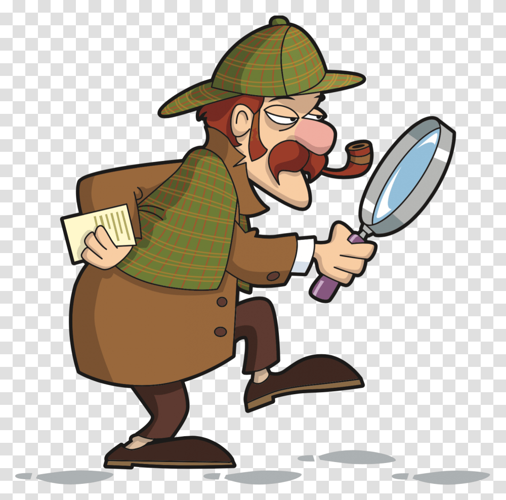 Detective Clipart Private Investigator Cartoon Detective Sherlock Holmes, Performer, Person, Human, Hat Transparent Png