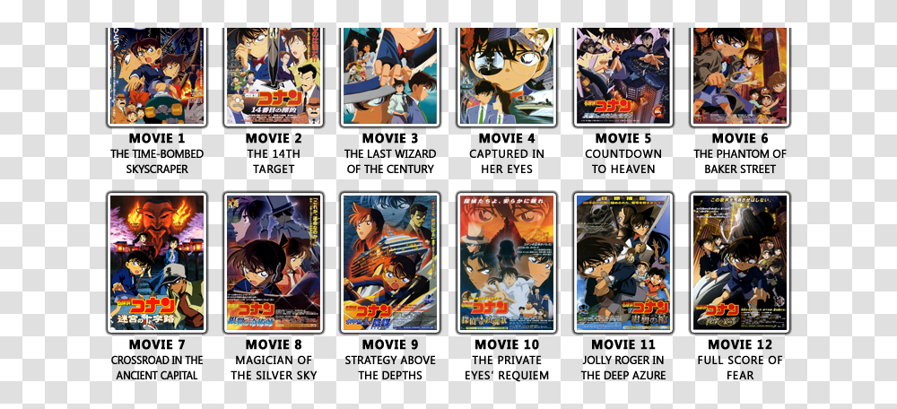 Detective Conan All Movie, Person, Collage, Poster, Advertisement Transparent Png