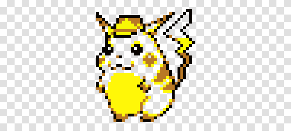 Detective Pikachu Pixel Art Maker Pikachu Sprite In Pokemon Red And Green, Rug, Pac Man, Text, Bush Transparent Png