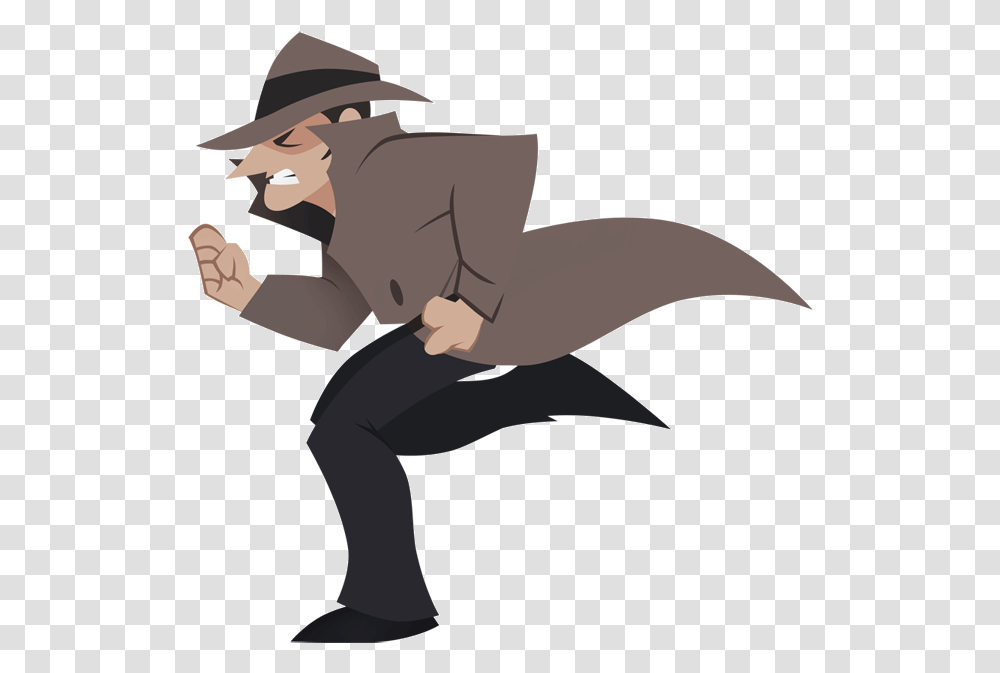 Detective Run Worry Situation Segurity Need Help Faster Detective Cartoon Gif Background, Animal, Photography, Axe, Tool Transparent Png