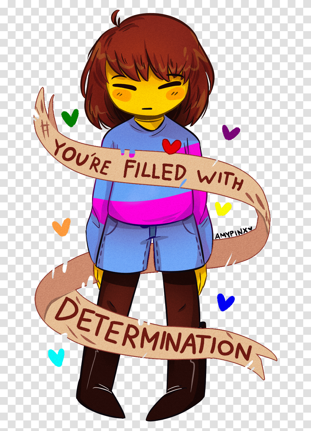 Determination By Amypinkerson D9f063k Undertale Frisk Filled With Determination, Poster, Advertisement, Person, Flyer Transparent Png