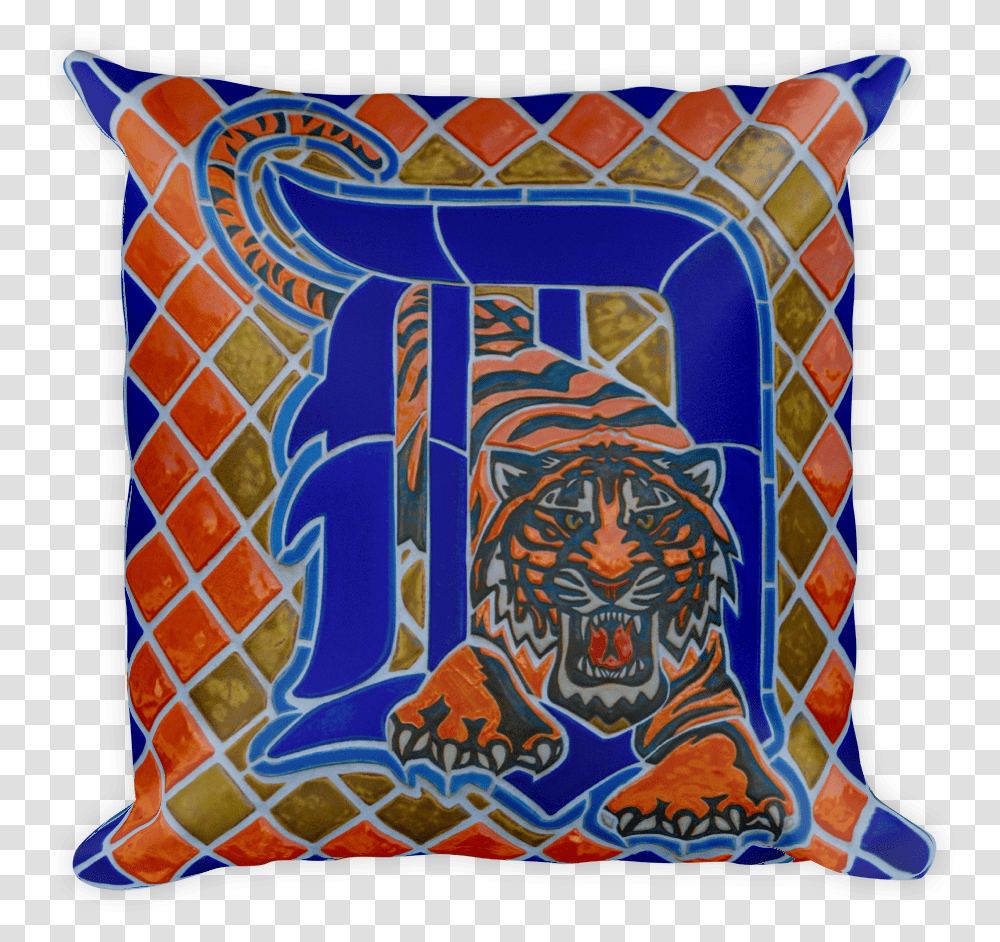 Detroit Ceramic Tiger Pillow Mockup Front Detroit Tigers, Cushion Transparent Png
