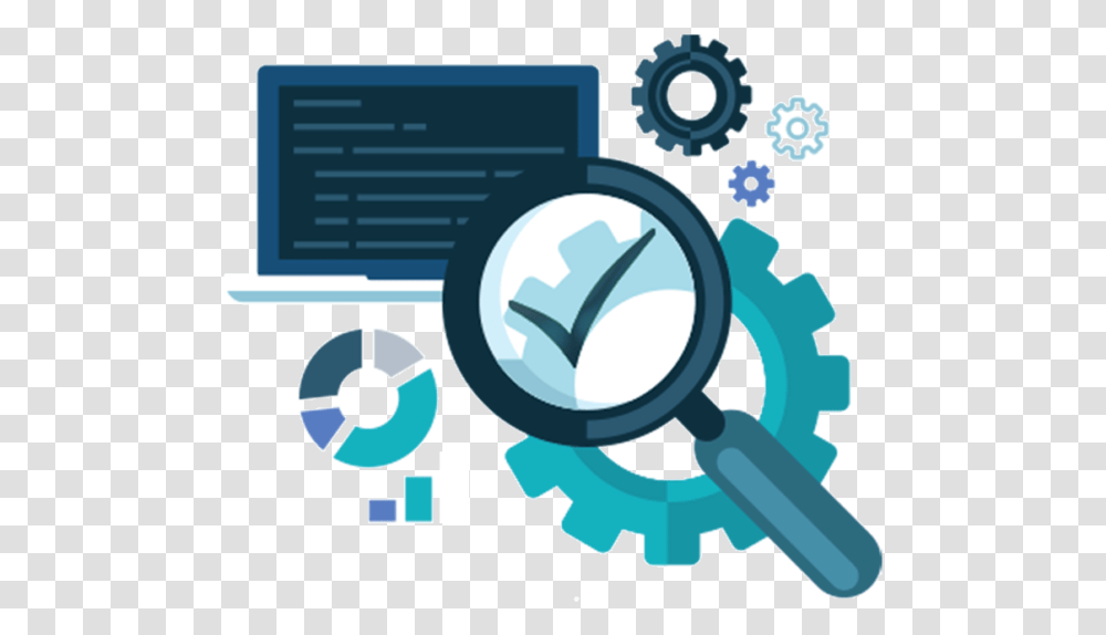 Development And Testing Icon, Magnifying, Gear, Machine Transparent Png