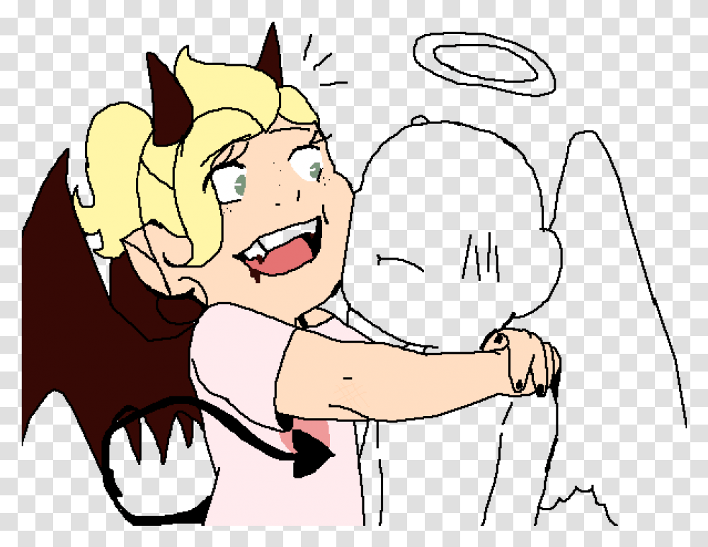 Devil And Angel By Whaleofatime Cartoon, Person, Human, Hand, Finger Transparent Png