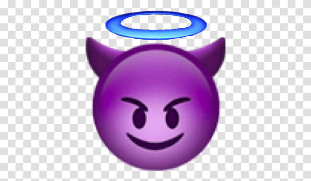 Devil Angel Emoji Emoticon Whatsapp Instagram Purple Devil Emoji, Piggy Bank, Balloon, Sphere Transparent Png