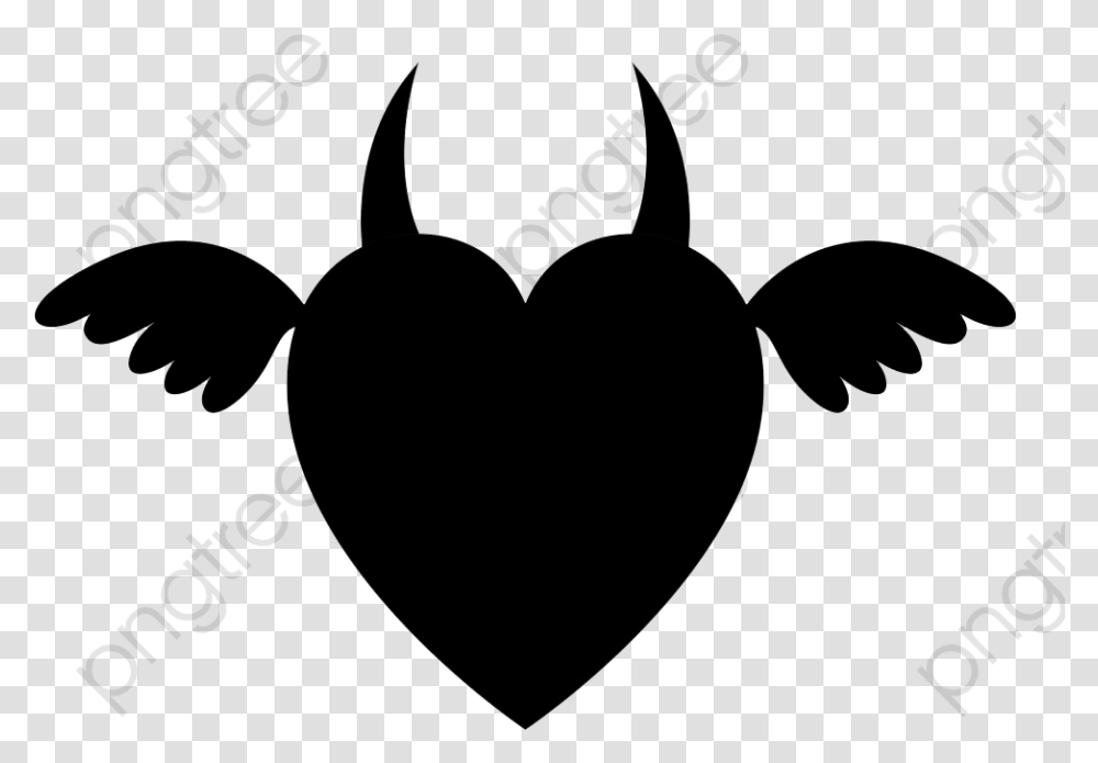 Devil Black Heart Heart, Stencil Transparent Png