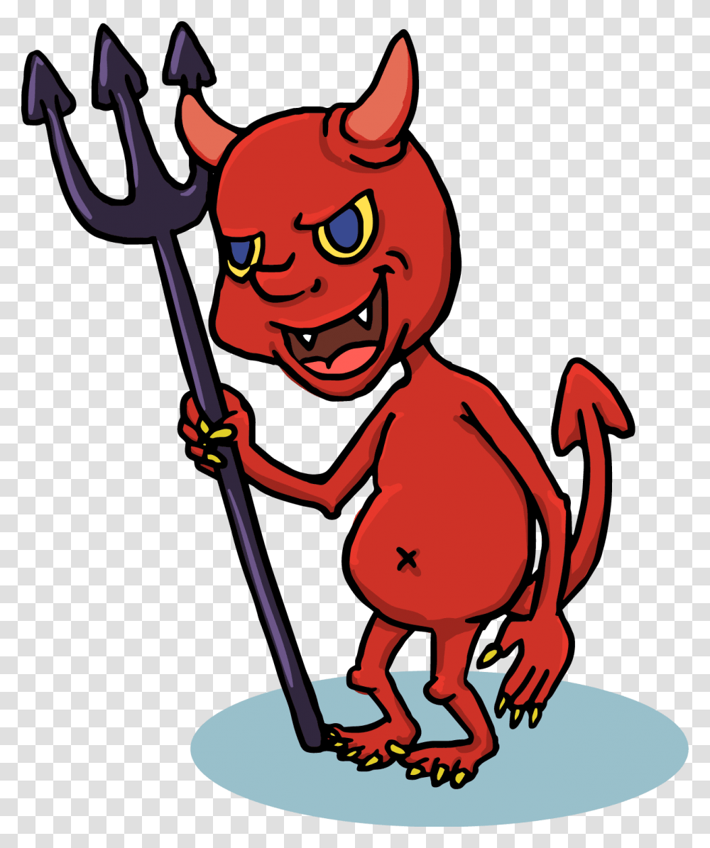 Devil Cartoon, Trident, Emblem, Spear Transparent Png
