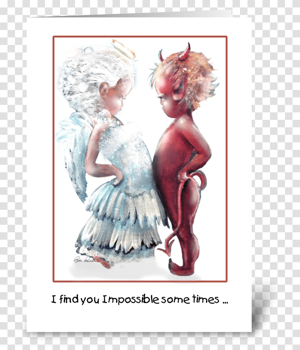 Devil Cute Greeting Card Illustration, Person, Performer, Leisure Activities Transparent Png