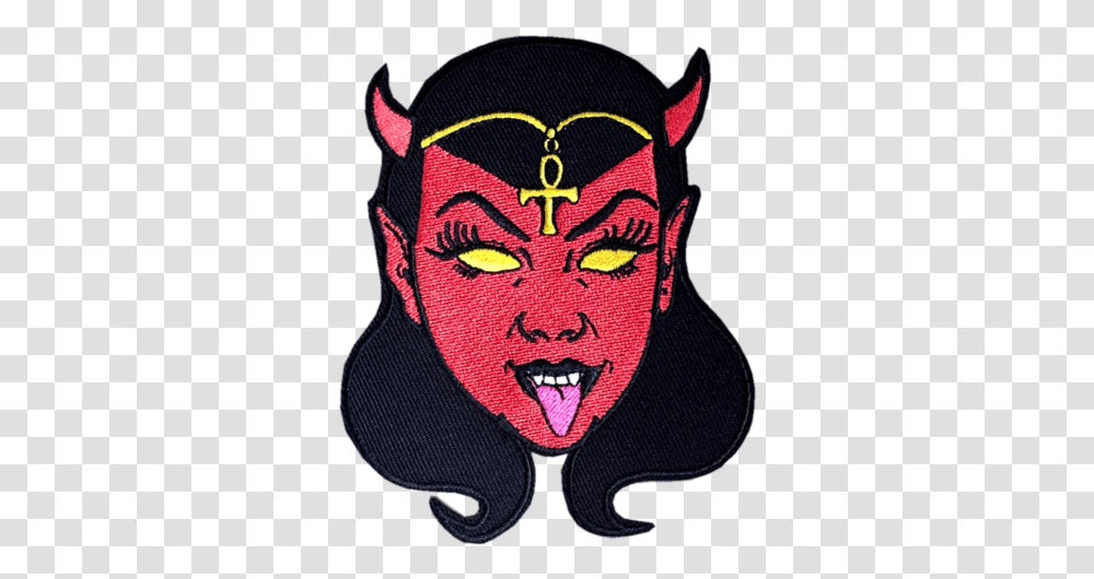Devil Girl Patch Illustration, Head, Person, Face Transparent Png