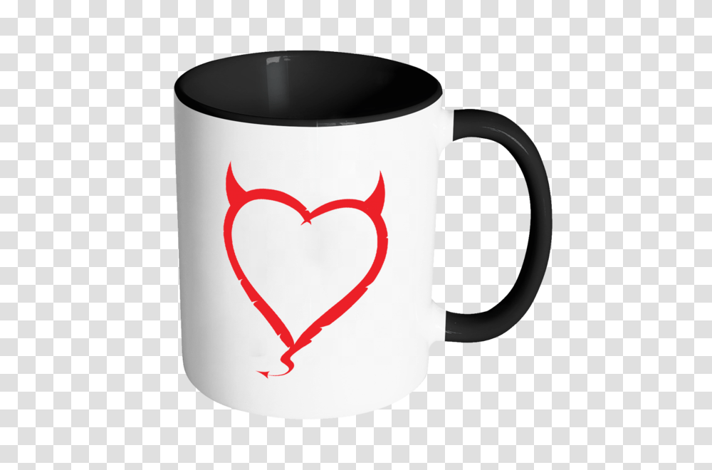 Devil Horns Heart Color Accent Coffee Mug J S Graphics, Coffee Cup Transparent Png