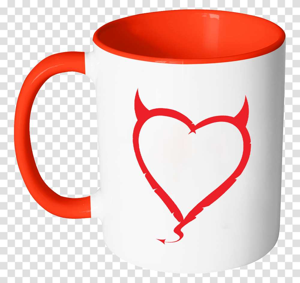 Devil Horns Heart Color Accent Coffee Mug - J & S Graphics Love Writing That Much Cartoon, Coffee Cup Transparent Png