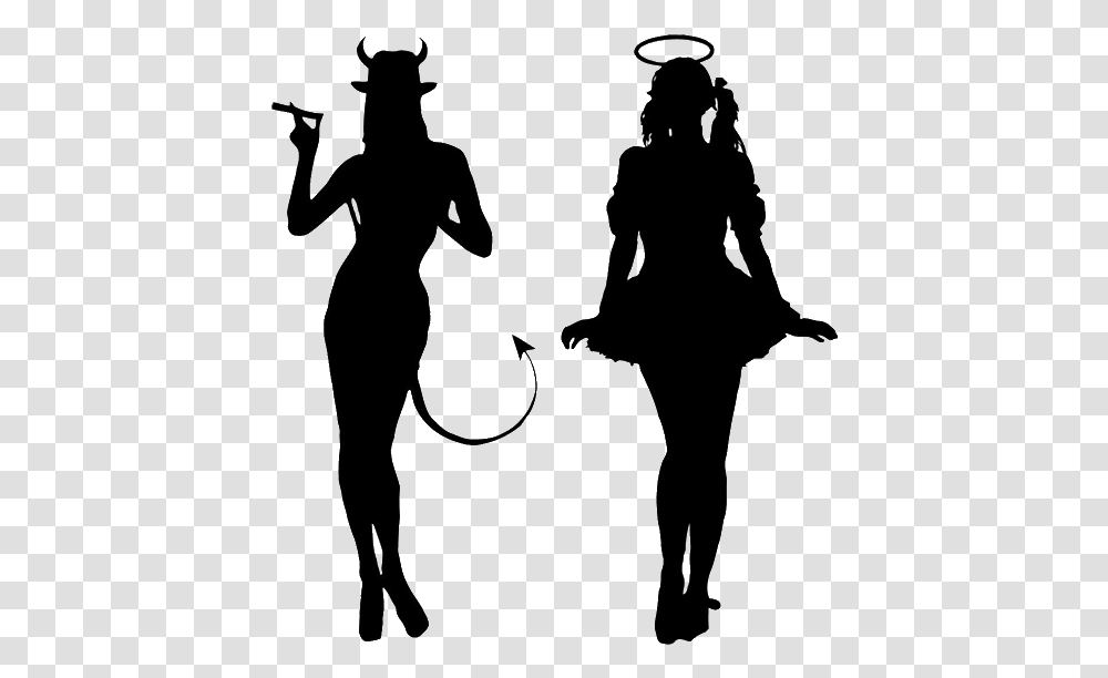 Devil Shoulder Angel Decal Clip Art Angel And Devil Silhouette, Person, People, Photography Transparent Png