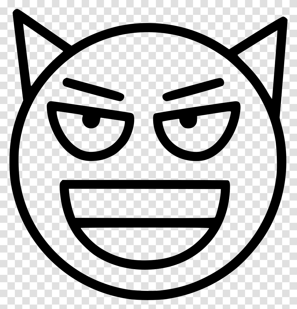 Devil Smiley Face With Horns, Label, Logo Transparent Png