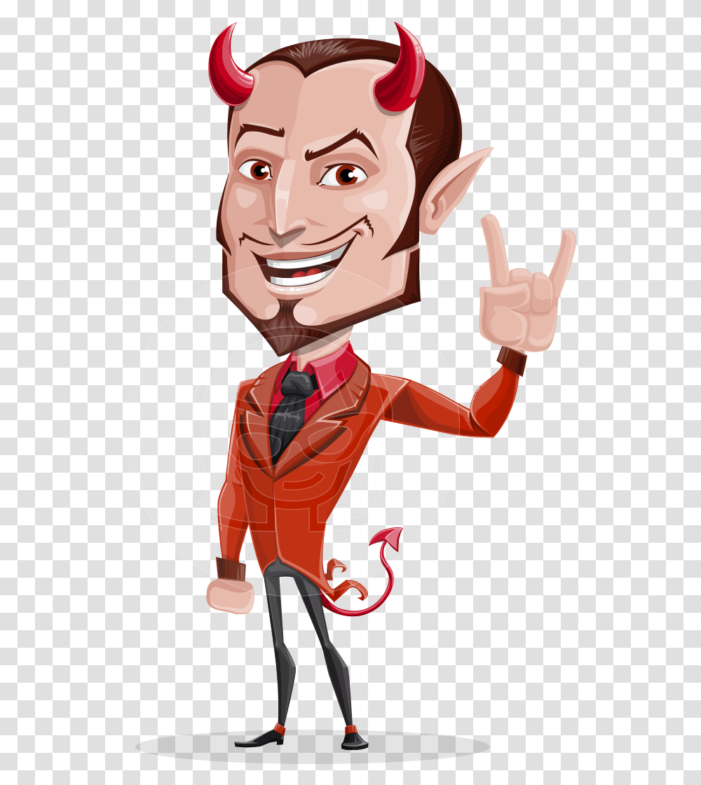 Devil With Horns Cartoon Vector Character Aka Stanley Cartoon, Face, Hand, Finger, Thumbs Up Transparent Png