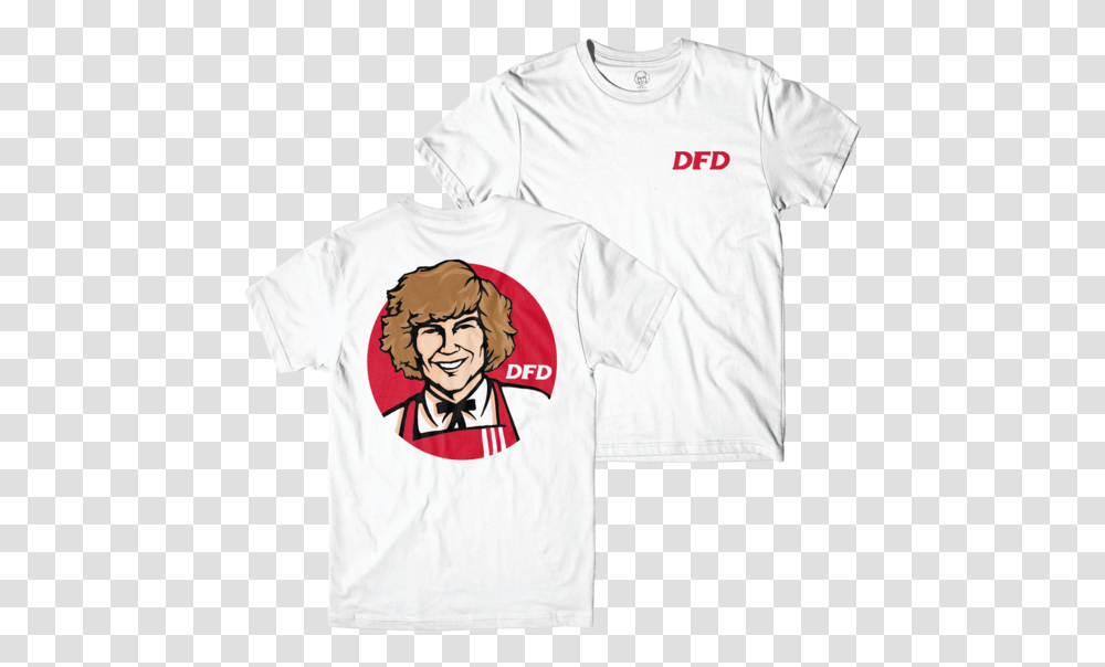 Dfd White Tee Danny Duncan Kfc Shirt, Apparel, T-Shirt, Person Transparent Png