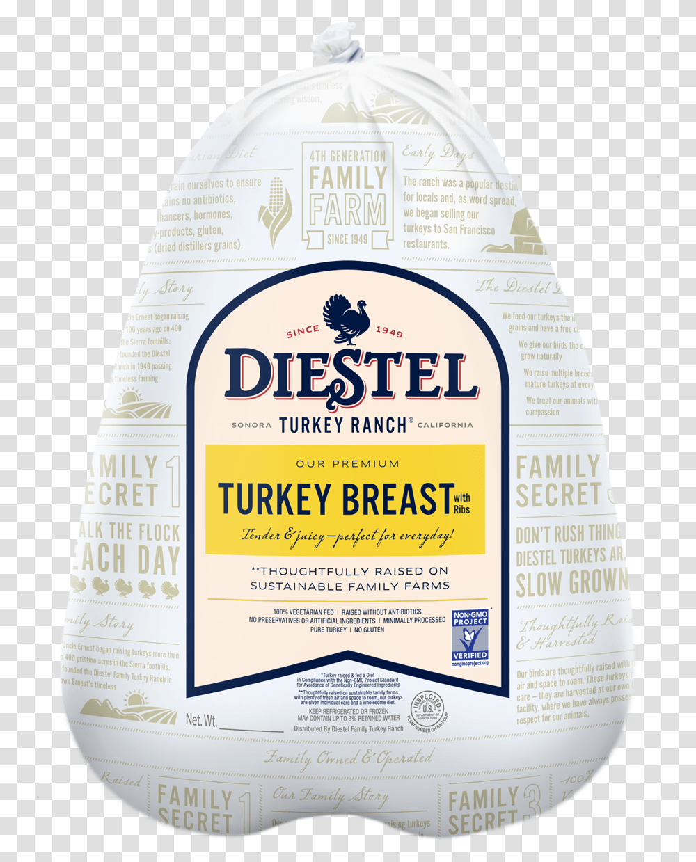 Dfr Ngmo Bone In Turkey Breast Rendering Diestel Turkey, Alcohol, Beverage, Liquor, Label Transparent Png