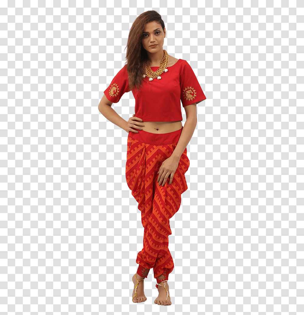 Dhoti Harem Pants With Top, Navel, Person, Human, Stomach Transparent Png