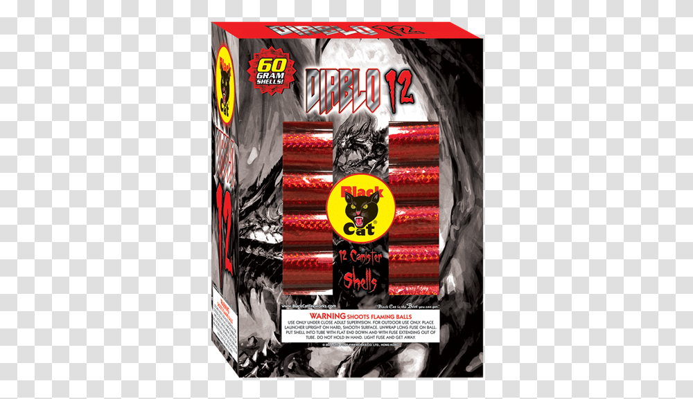 Diablo 12 Canister Shell 2 Fiberglass Tubes Black Cat Diablo, Poster, Advertisement, Flyer, Paper Transparent Png