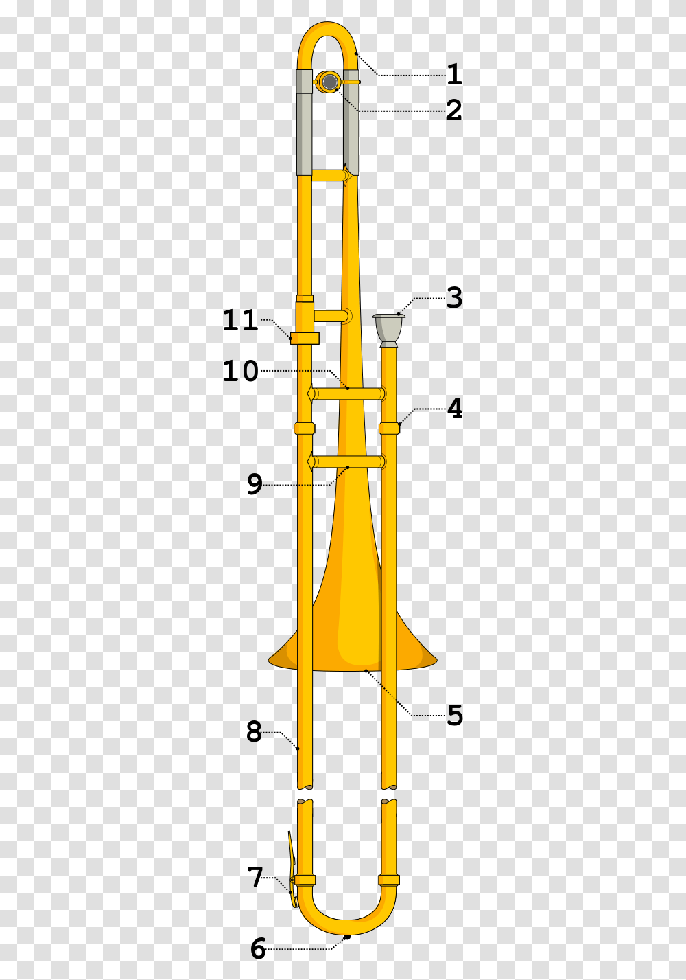 Diagram Of A Trombone, Musical Instrument, Brass Section, Horn, Utility Pole Transparent Png