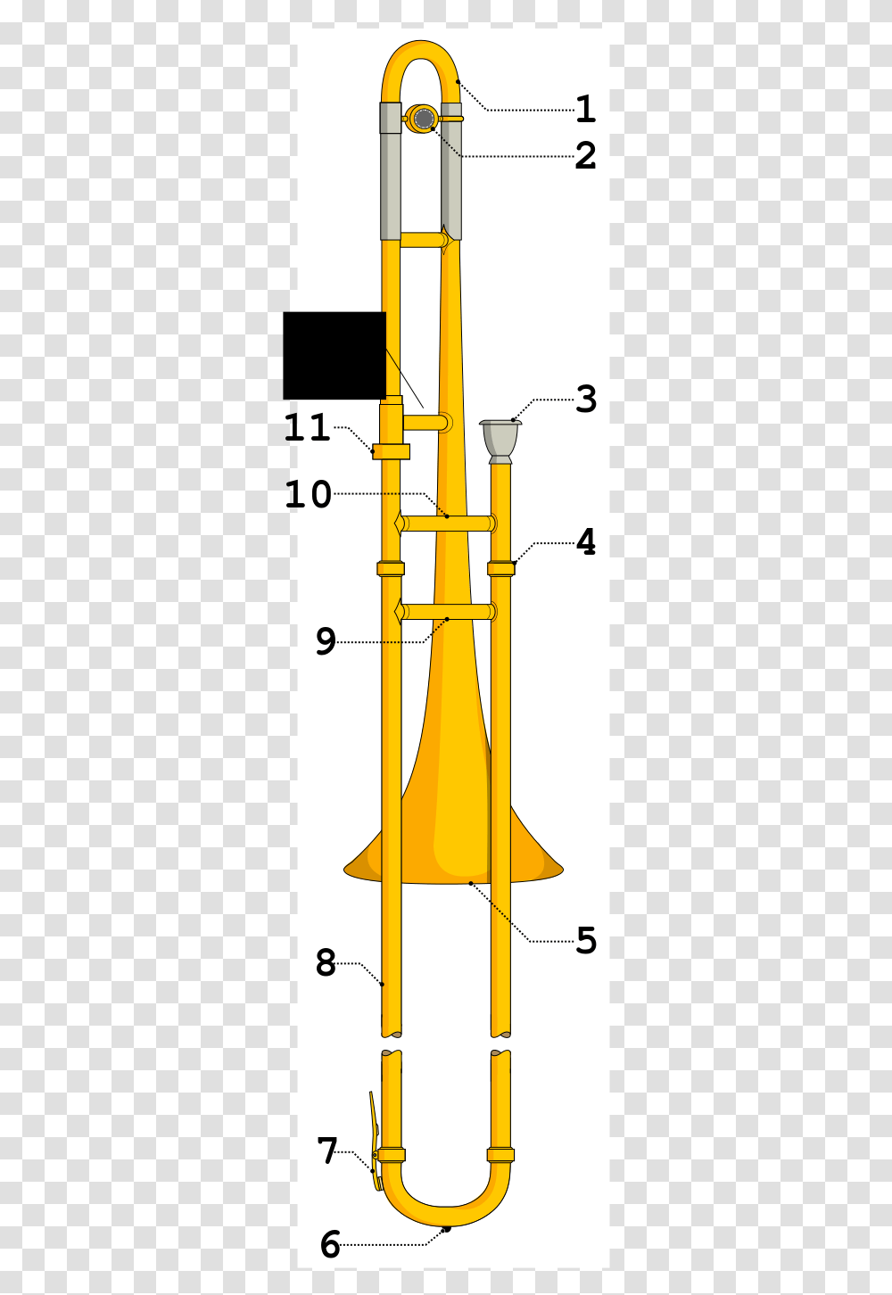 Diagram Of A Trombone, Musical Instrument, Brass Section, Utility Pole, Horn Transparent Png