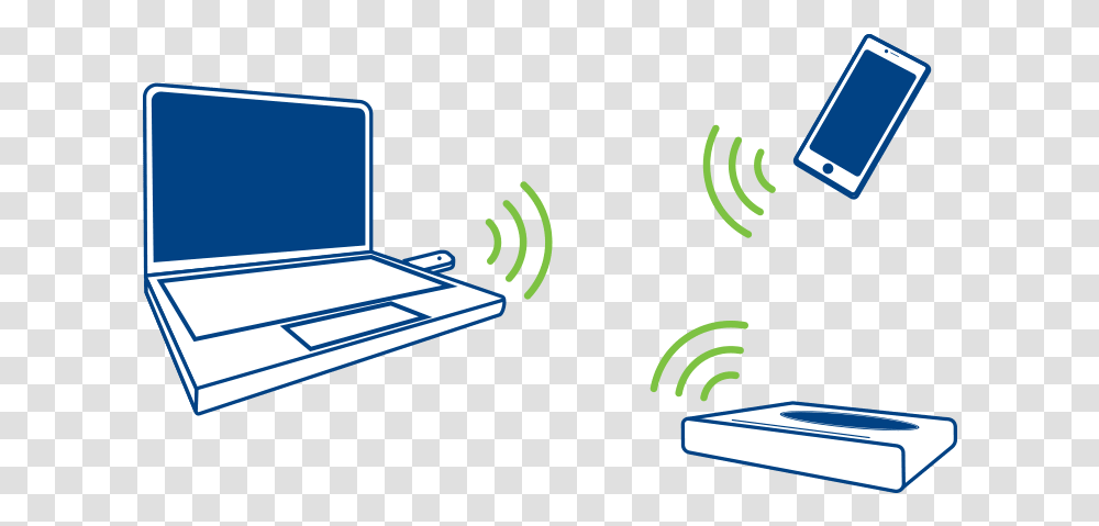 Diagram Showing Radio Waves Linking A Laptop With A Wireless, Mobile Phone, Electronics, Pc, Computer Transparent Png
