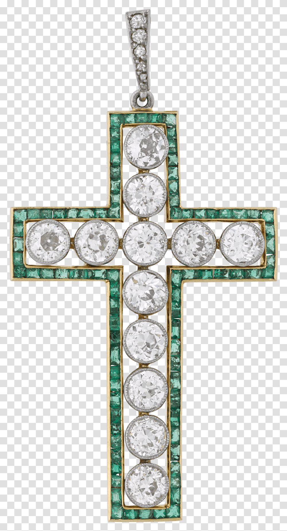 Diamond And Emerald Cross Pendant, Number, Accessories Transparent Png