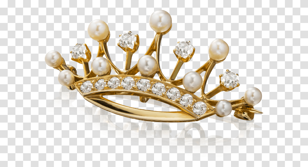 Diamond And Pearl Crown Brooch Tiara, Accessories, Accessory, Jewelry, Gold Transparent Png
