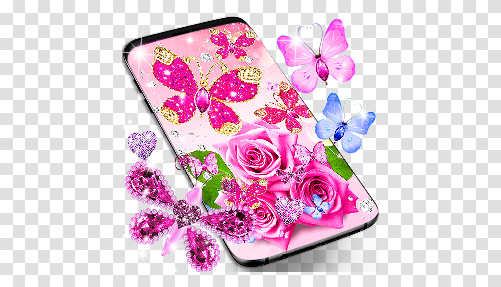 Diamond Butterfly Pink Live Wallpaper Apps On Google Play Diamond Pink Butterfly Live, Floral Design, Pattern, Graphics, Art Transparent Png