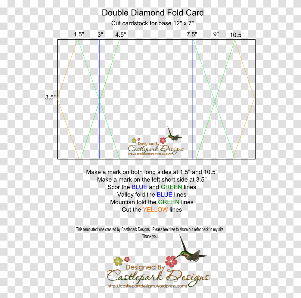 Diamond Card Double Diamond Fold Card Template, Plot, Lighting, Diagram, Bird Transparent Png