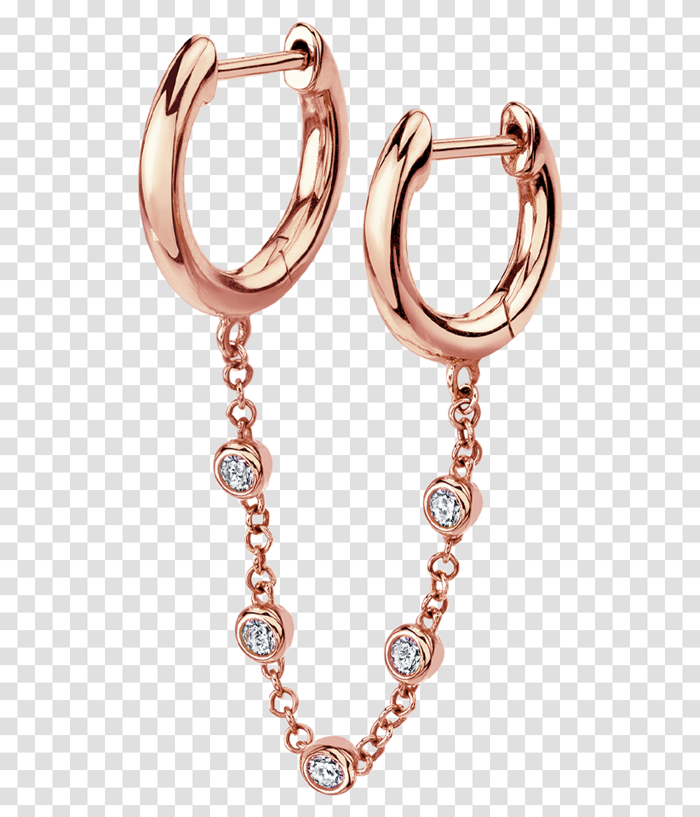 Diamond Chain Connected Slim Hoops Earring, Accessories, Accessory, Apparel Transparent Png