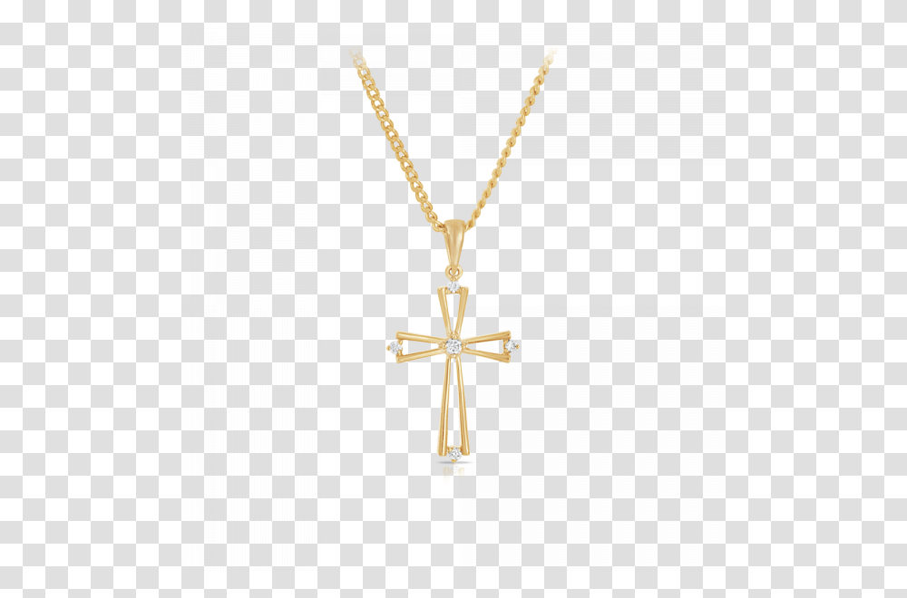 Diamond Cross Pendant Set In Yellow Gold, Crucifix Transparent Png