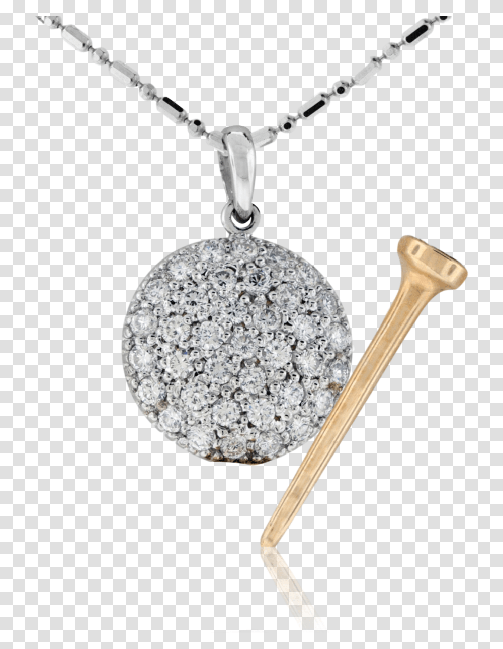 Diamond Golf Ball And Tee Pendant Locket, Accessories, Accessory, Jewelry, Necklace Transparent Png